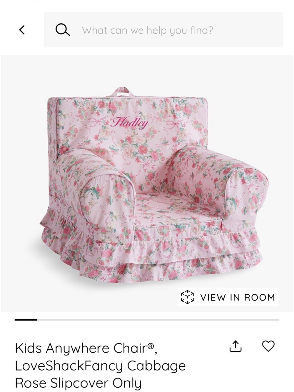 Love Shack Fancy x PBK Pink Floral Kids Slipcover not personalized